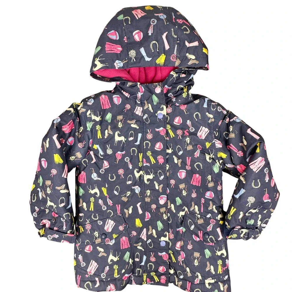 Joules Girls JNR Kirstie Fleece-Lined Coat Jacket 6Y 116 cm Horse Navy Pink - Picture 2 of 13